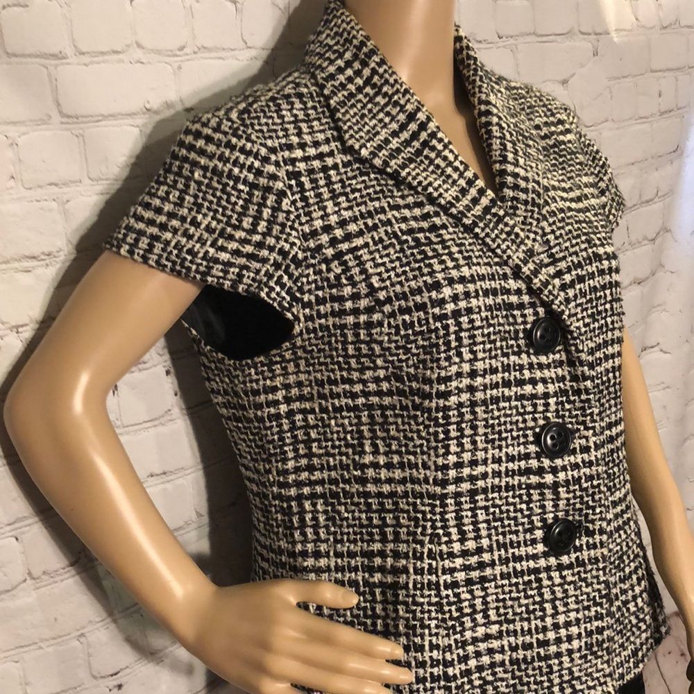 Coldwater Creek Tweed Boucle Black and White Short Sleeve Blazer Size 14 - Picture 5 of 8